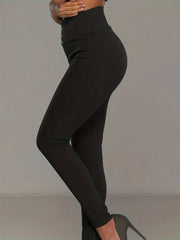 Solid Wideband Waist High Rise Leggings