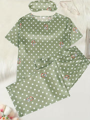 Casual Pajama Set Women's Plus Star & Ring Print Tee & Pants