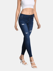 Ripped Skinny Jeans Distressed Slash Pockets Slim Fit High Stretch Denim Pants