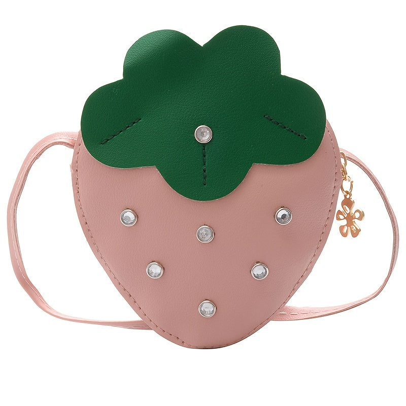 Girls Strawberry Zipper Shoulder Bag Messenger Bag Coin Purse Wallet Chain