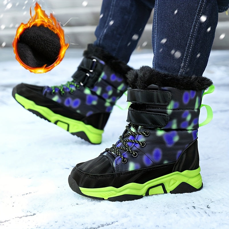 Boy's High Top Snow Boots Warm Fleece Cozy Non slip Boots