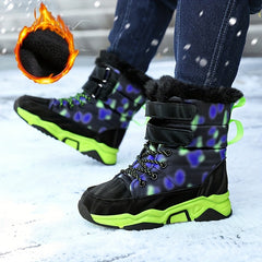 Boy's High Top Snow Boots Warm Fleece Cozy Non slip Boots