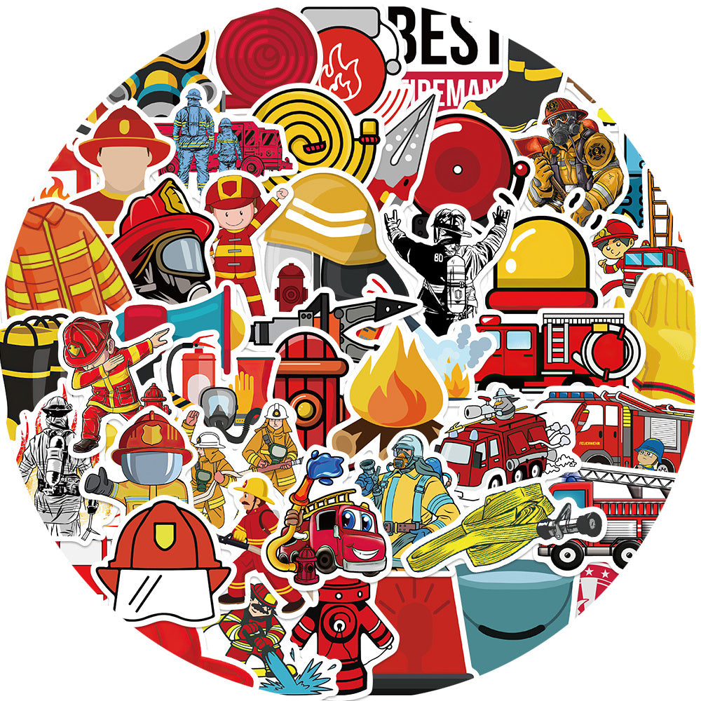 Set of 52 Firefighter Stickers for Skateboards, Laptops, Cars, Bikes