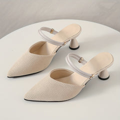 Women's Knit Heel Comfortable Slip On Pumps