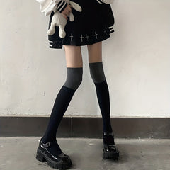 Colorblock Thigh High Socks Over The Knee Stockings Women's Hosiery