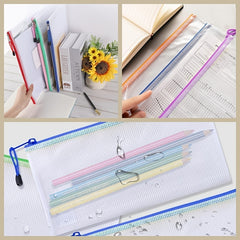 5pcs Waterproof Zipper Bags 5 Sizes 5 Colors Organizing School Supplies