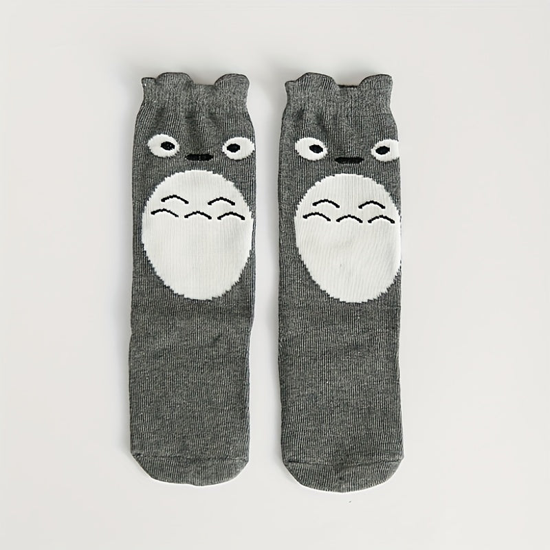 Girls Panda Striped Knee High Socks for Kids