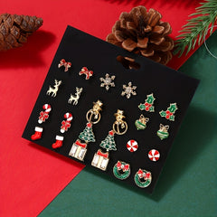 Christmas Earrings Set Snowflake Tree Snowman Bell Earrings
