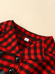 Girls' Plaid Double Breasted Tutu Dress For Christmas