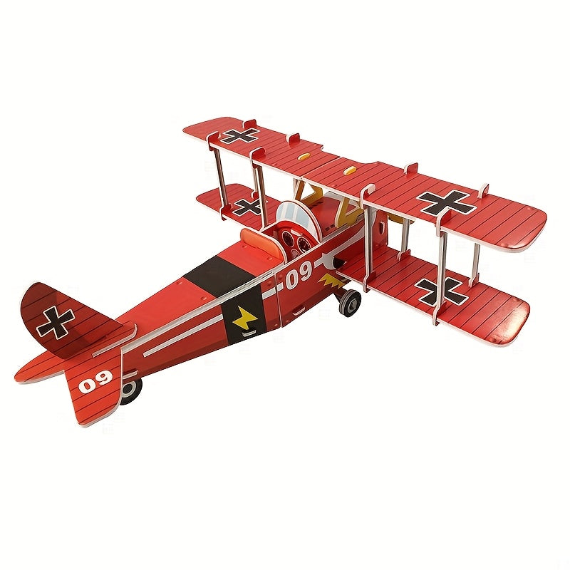3D Red Airplane Puzzle Creative DIY Toy for Kids