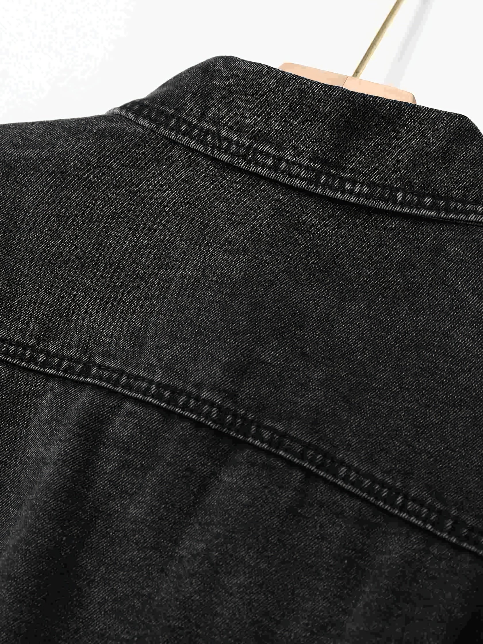 Elastic Band Washed Cropped Denim Jacket