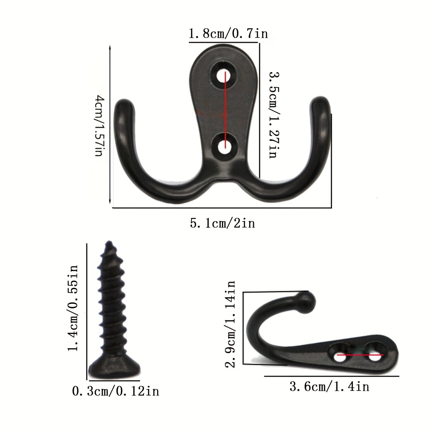 Heavy Duty Metal Double Hooks for Hanging Robes Towels Keys Jackets Hats