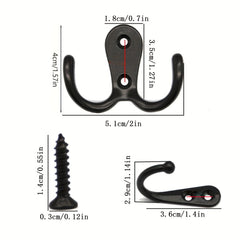 Heavy Duty Metal Double Hooks for Hanging Robes Towels Keys Jackets Hats