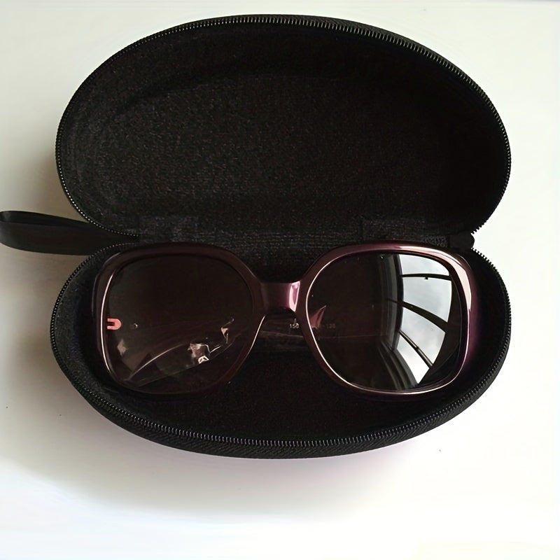 Men's Textured PU Leather Glasses Case Hard Protective Sunglasses Cover