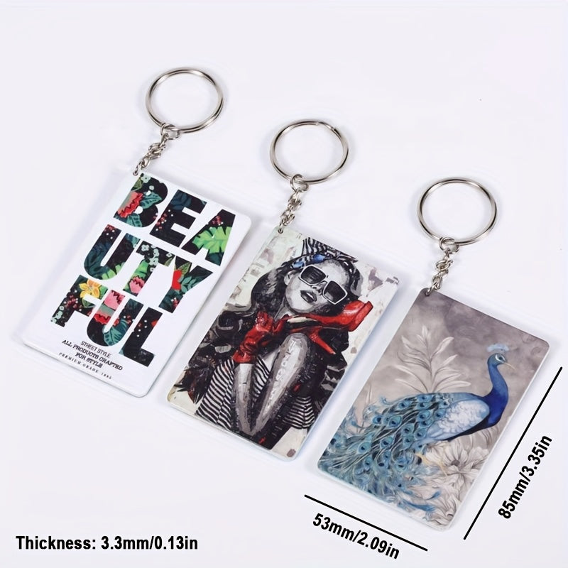 10pcs Plastic Sublimation Key Chain Rectangle Backpack Ornament