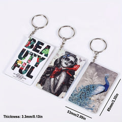 10pcs Plastic Sublimation Key Chain Rectangle Backpack Ornament