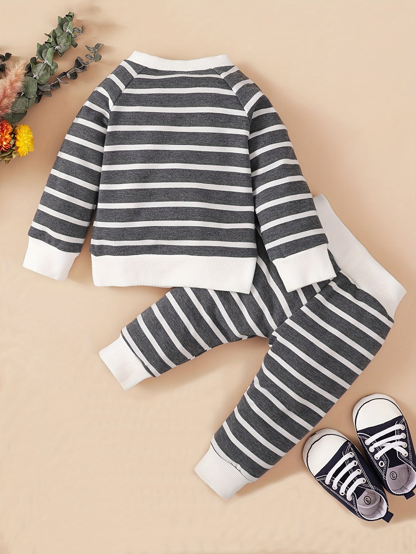 Toddler Striped Long Sleeve Pullover Tops & Pants Set