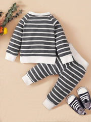 Toddler Striped Long Sleeve Pullover Tops & Pants Set