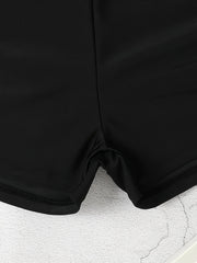 Solid High Waisted Swim Shorts