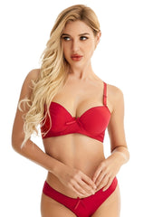Bow Tie Push Up Bra & Elastic Panties Lingerie Set