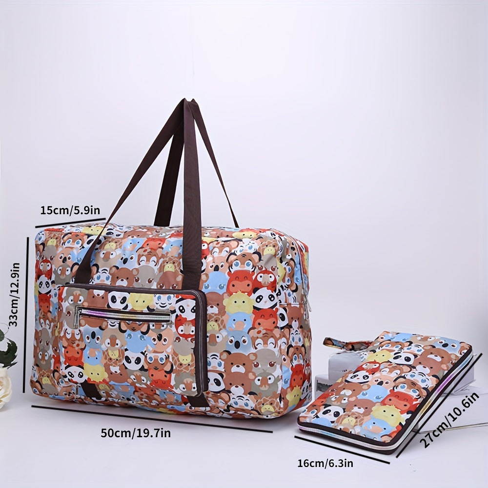 Foldable Travel Duffle Bag Floral Pattern Weekender Overnight Bag
