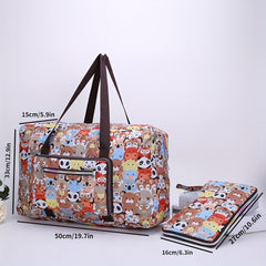 Foldable Travel Duffle Bag Floral Pattern Weekender Overnight Bag
