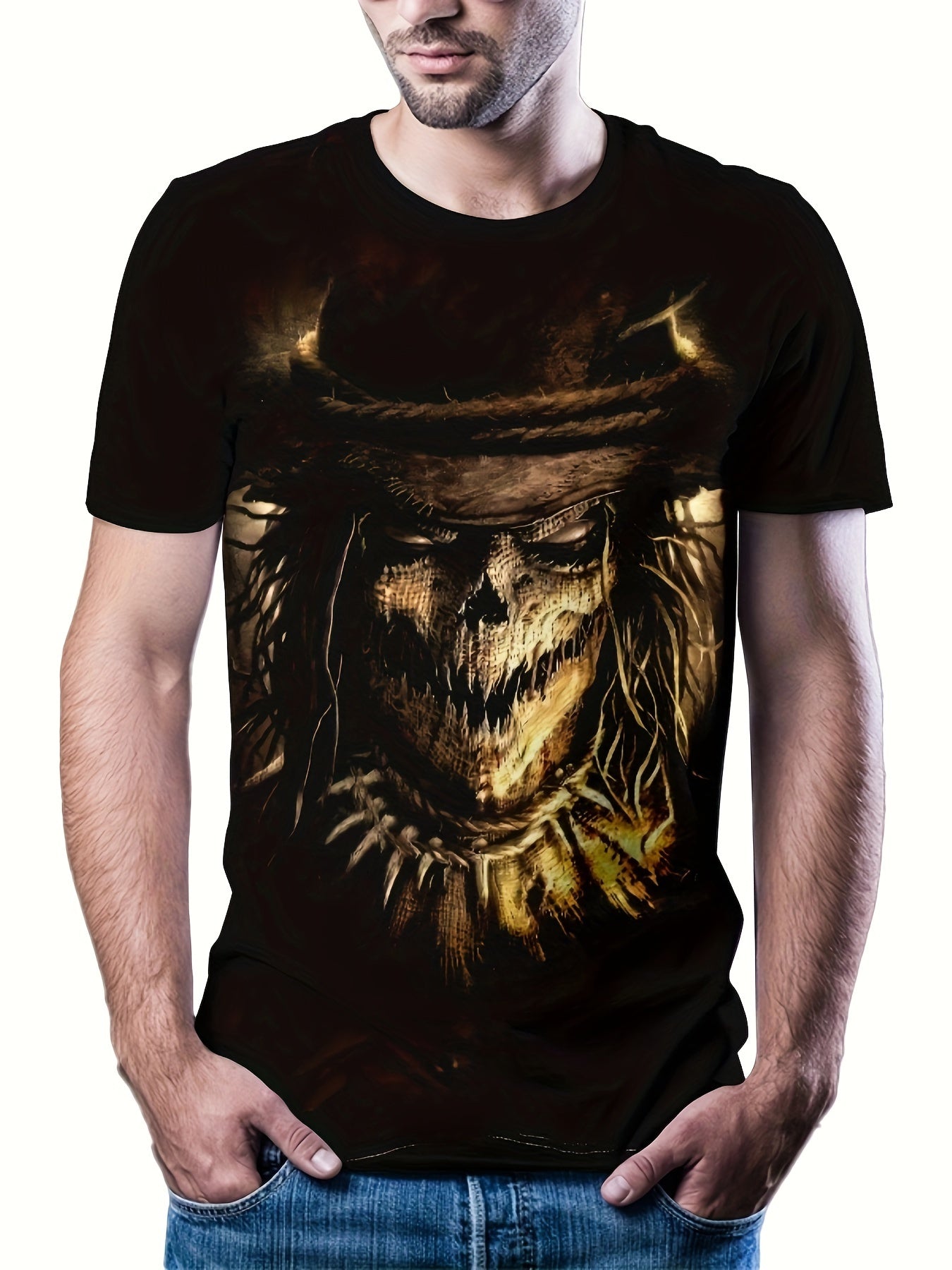 Pirate Skeleton Print T shirt Men's Casual Street Style Tee Shirt
