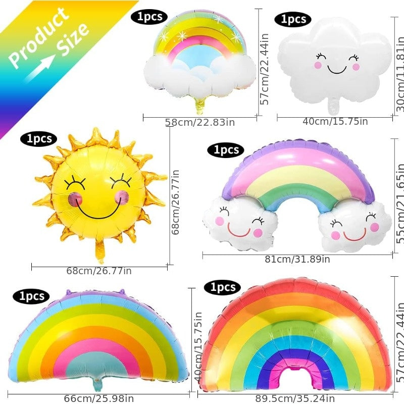 8pcs Cloud Rainbow Sun Smiling Tassels Foil Balloons for Baby Shower Birthday