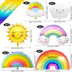 8pcs Cloud Rainbow Sun Smiling Tassels Foil Balloons for Baby Shower Birthday