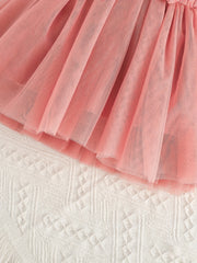 Baby Girls Casual Mesh Stitching Bow Decor Dress For Summer Holiday