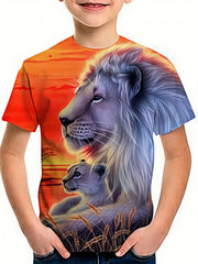 Kids Lion Graphic Tee - Fun Summer Shirt
