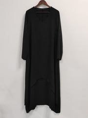 Solid Wavy V Neck Maxi Dress With Pockets