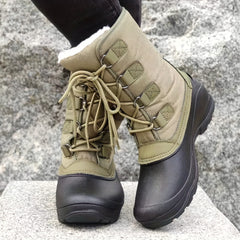 Women's Double Block Fur Snow Boots Warm Anti Slip Outdoor Hiking Boots