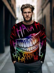 Smile Print Men's Long Sleeve Tee Stylish T-shirt