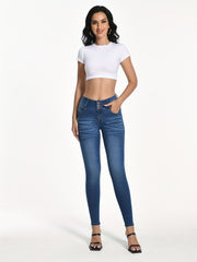 Water Ripple Embossed Denim Skinny Jeans