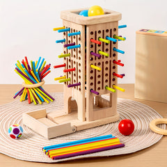 Kids 3-in-1 Wooden Math Puzzle Toy with 40 Sticks & 5 Balls