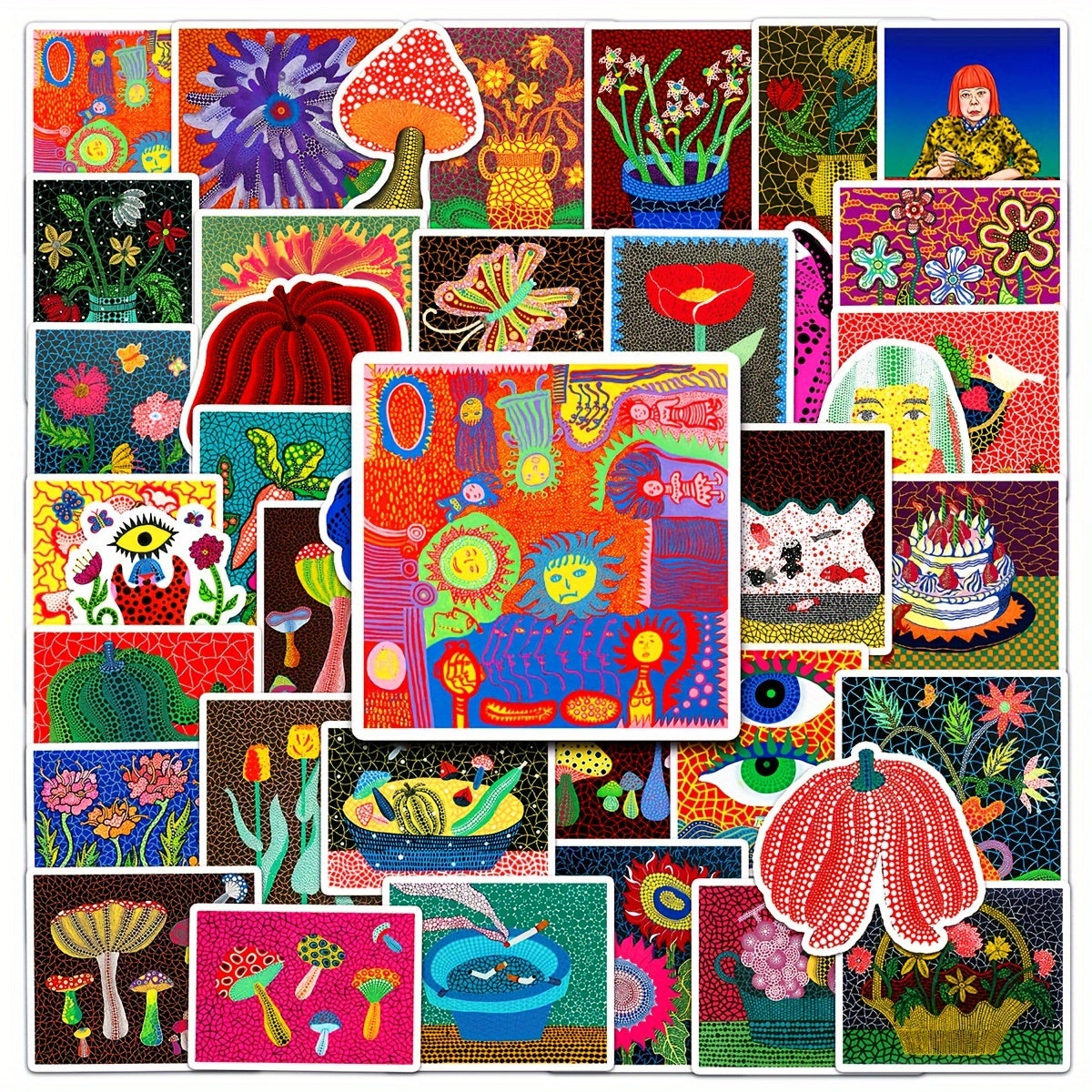 50 Hand-painted Polka Dot Stickers for Journal, Books, Cups