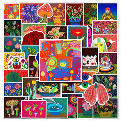 50 Hand-painted Polka Dot Stickers for Journal, Books, Cups