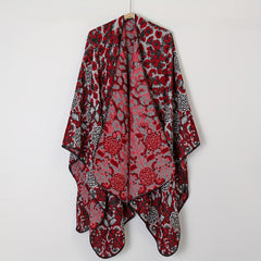 Leopard Print Blanket Shawl Vintage Flower Pattern Warm Cape