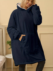 Plaid Print Hooded Sleep Top with Pockets