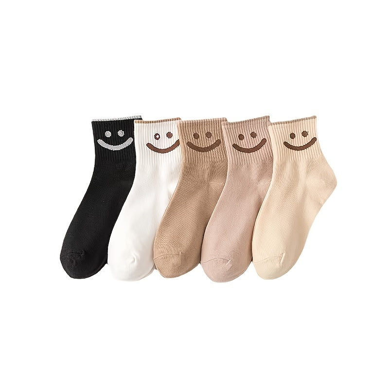5 Pairs Smiling Face Thermal Socks for Winter Women's