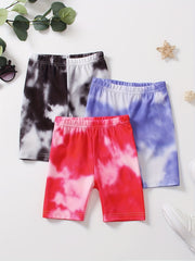 3pcs Kids Girls Tie Dye Elastic Waist Short Leggings Spring Summer Clothes