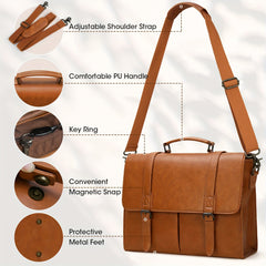 15.6 Inch Laptop Storage Briefcase Waterproof Lightweight PU Leather Tote Bag