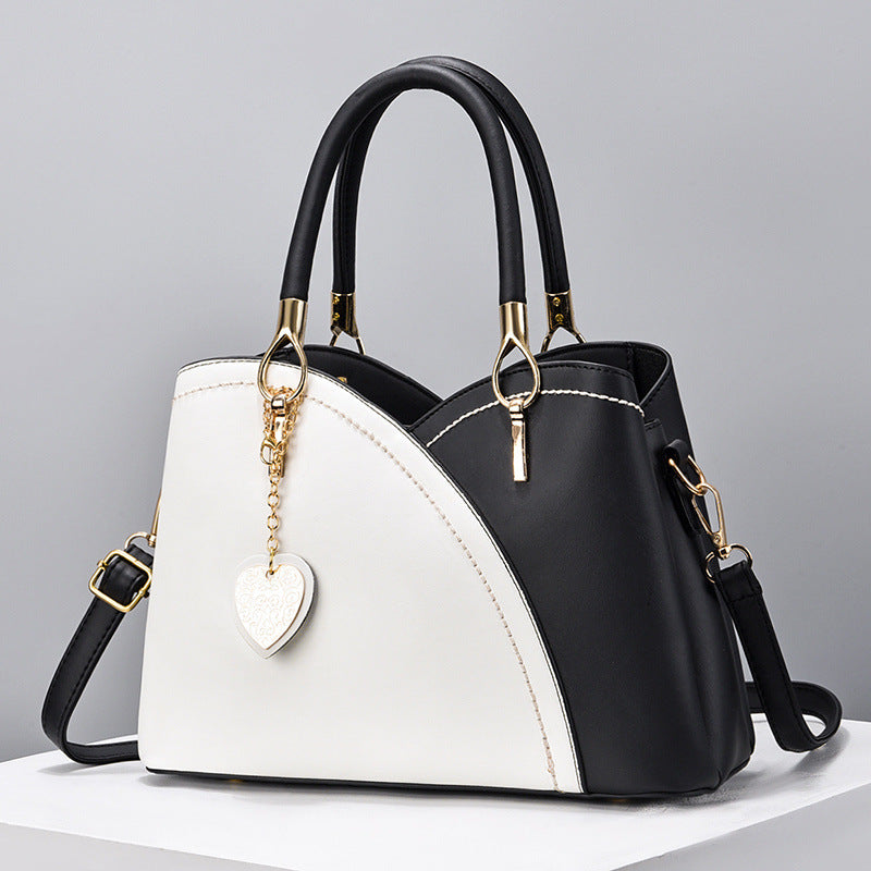 Colorblock Tote Bag Faux Leather Top Handles Women's Shoulder Bag