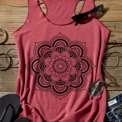 Floral Print Crew Neck Tank Top Women's Sleeveless Casual Summer Shirt