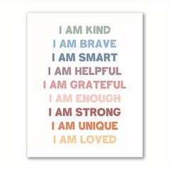 Nursery Decor Affirmations Print I Am Kind I Am Brave Inspirational Quote