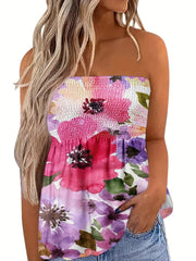 Floral Print Tube Top Sleeveless for Women
