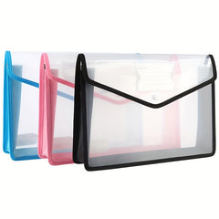 A3 Horizontal Snap Closure Storage File Bag Transparent Thickened