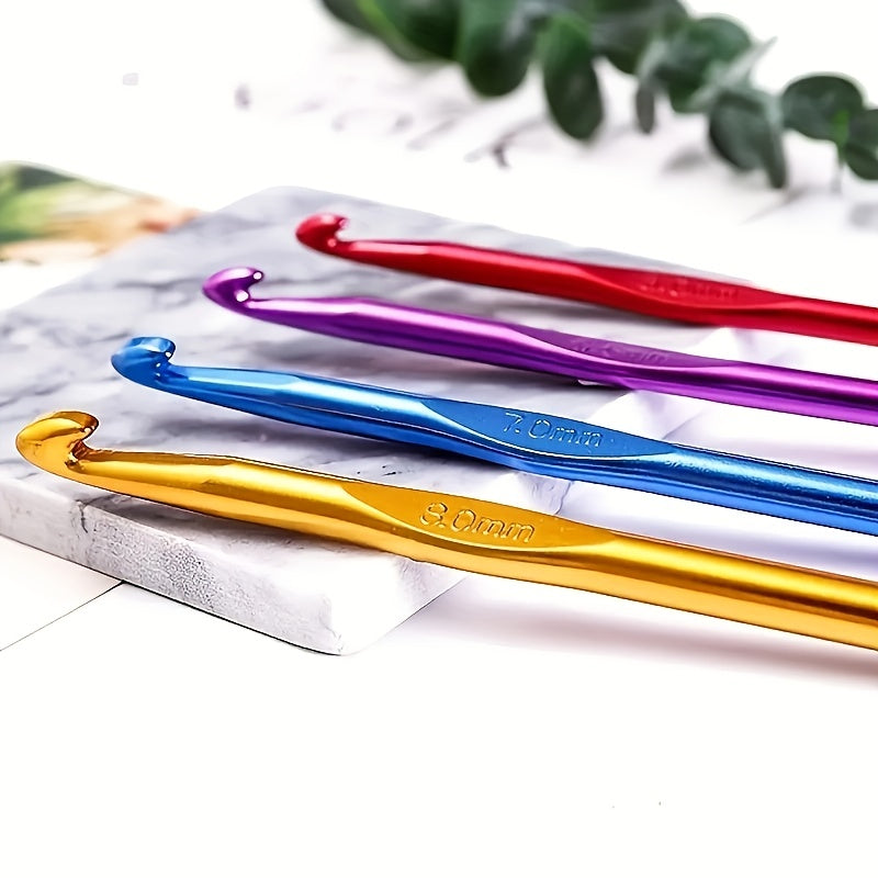 12pcs Aluminum Crochet Hook Set Sweater Weaving Handicrafts