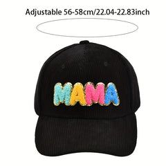 MAMA Patch Corduroy Baseball Cap Solid Casual Dad Hat Adjustable Sports Sun Hats